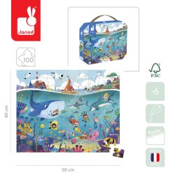 Janod Puzzle w walizce Podwodny świat 100 elementów 6+ Made in France