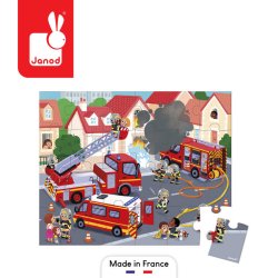 Janod Puzzle w walizce Strażacy 24 elementy 3+ Made in France