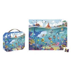 Janod Puzzle w walizce Podwodny świat 100 elementów 6+ Made in France