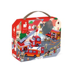 Janod Puzzle w walizce Strażacy 24 elementy 3+ Made in France