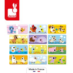 Janod Pierwsze Puzzle Zwierzęta i Ich Dzieci 24 Elementy 2+