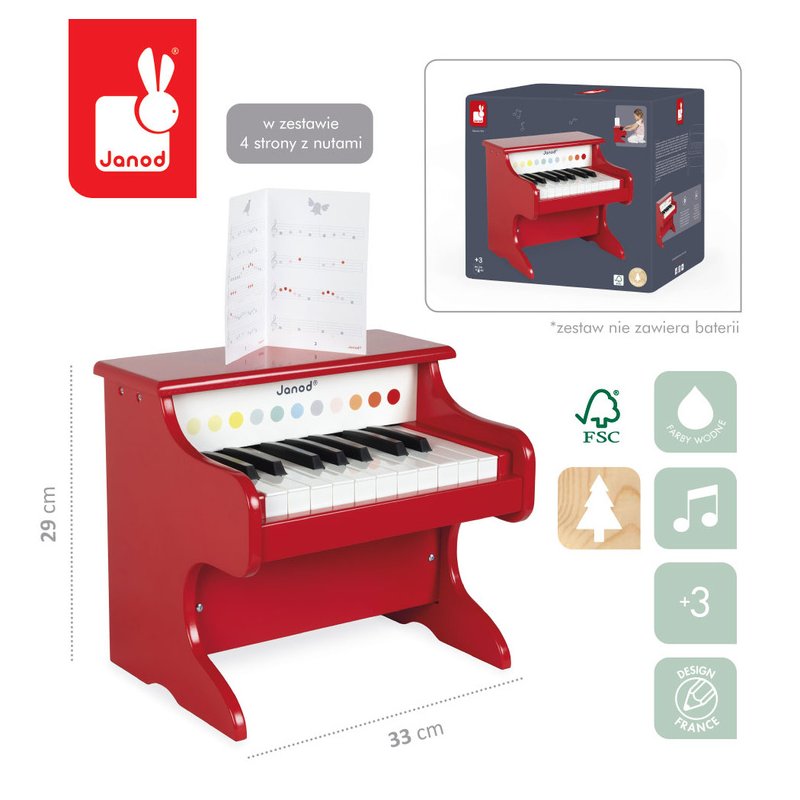 Janod Pianino elektroniczne Confetti 3+ (edycja 2026)