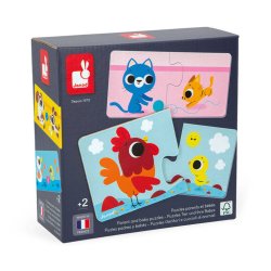 Janod Pierwsze Puzzle Zwierzęta i Ich Dzieci 24 Elementy 2+