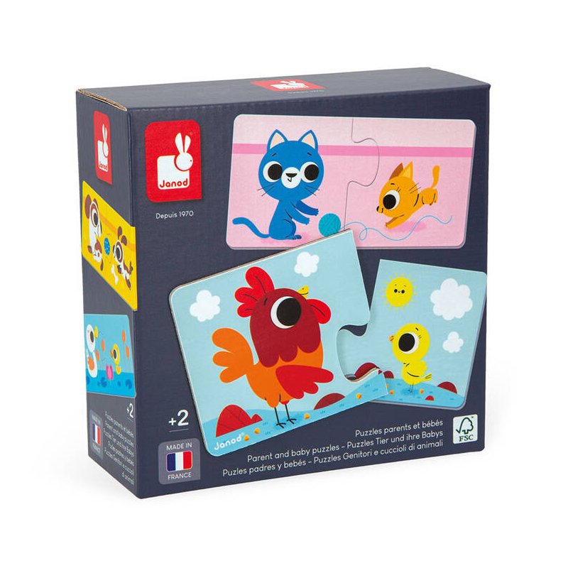 Janod Pierwsze Puzzle Zwierzęta i Ich Dzieci 24 Elementy 2+