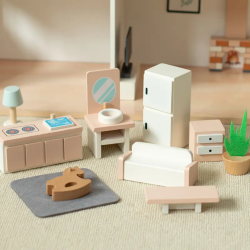 Drewniany Domek dla Lalek z Mebelkami i Lalkami 20 Elementów | BUBA TOYS