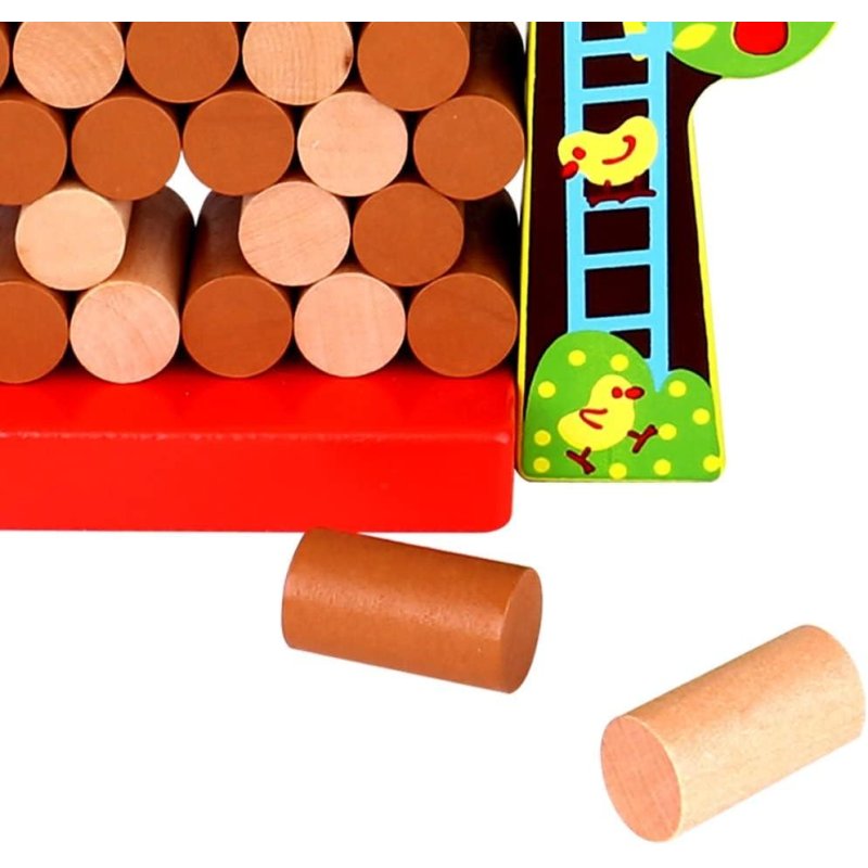 Gra Zręcznościowa Farma Spadająca Kura Drewniana 69 El. 3+ | BUBA TOYS
