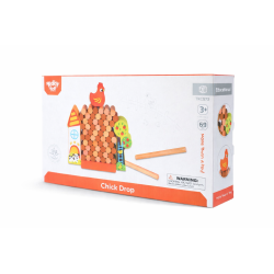 Gra Zręcznościowa Farma Spadająca Kura Drewniana 69 El. 3+ | BUBA TOYS