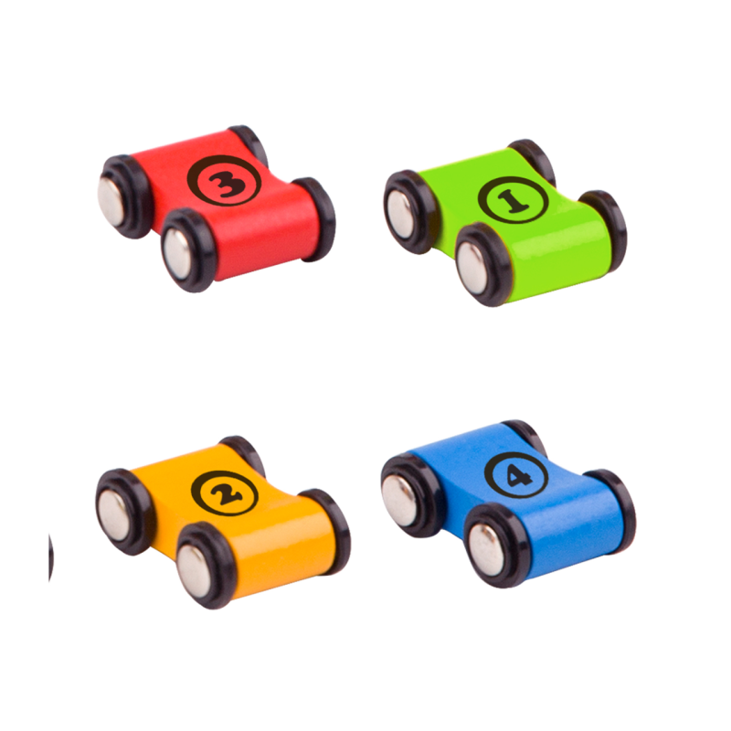 Drewniany Tor Samochodowy Zjeżdżalnia z 4 Autkami 3+ | BUBA TOYS