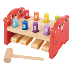 Tooky Toy Drewniany Wbijak Kreciki z Młotkiem Montessori 12m+ | BUBA TOYS