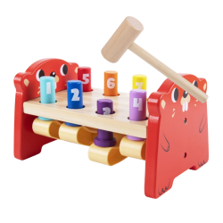 Tooky Toy Drewniany Wbijak Kreciki z Młotkiem Montessori 12m+ | BUBA TOYS