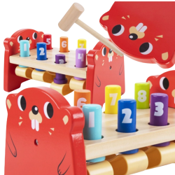 Tooky Toy Drewniany Wbijak Kreciki z Młotkiem Montessori 12m+ | BUBA TOYS