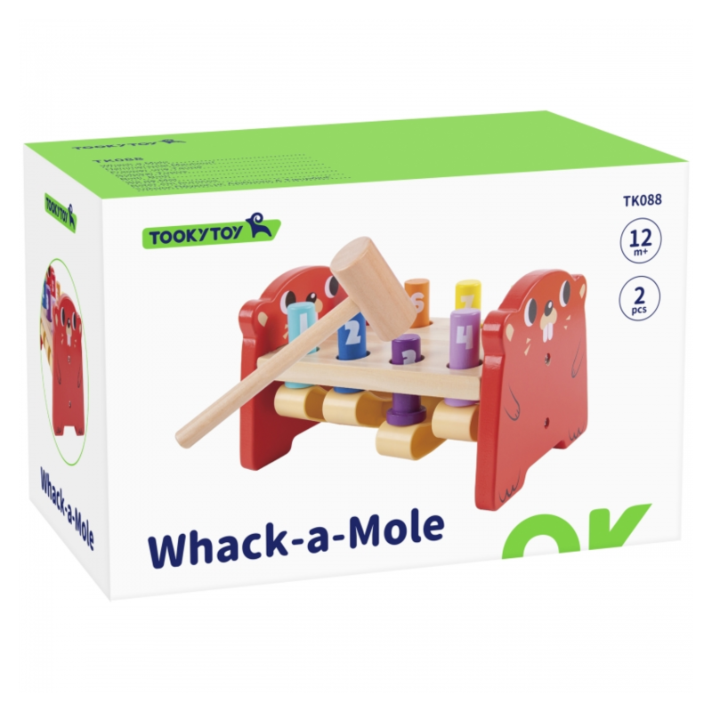 Tooky Toy Drewniany Wbijak Kreciki z Młotkiem Montessori 12m+ | BUBA TOYS