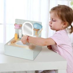 Tooky Toy Drewniana Łazienka Toaletka z Akcesoriami Salon Piękności 11 El. 3+