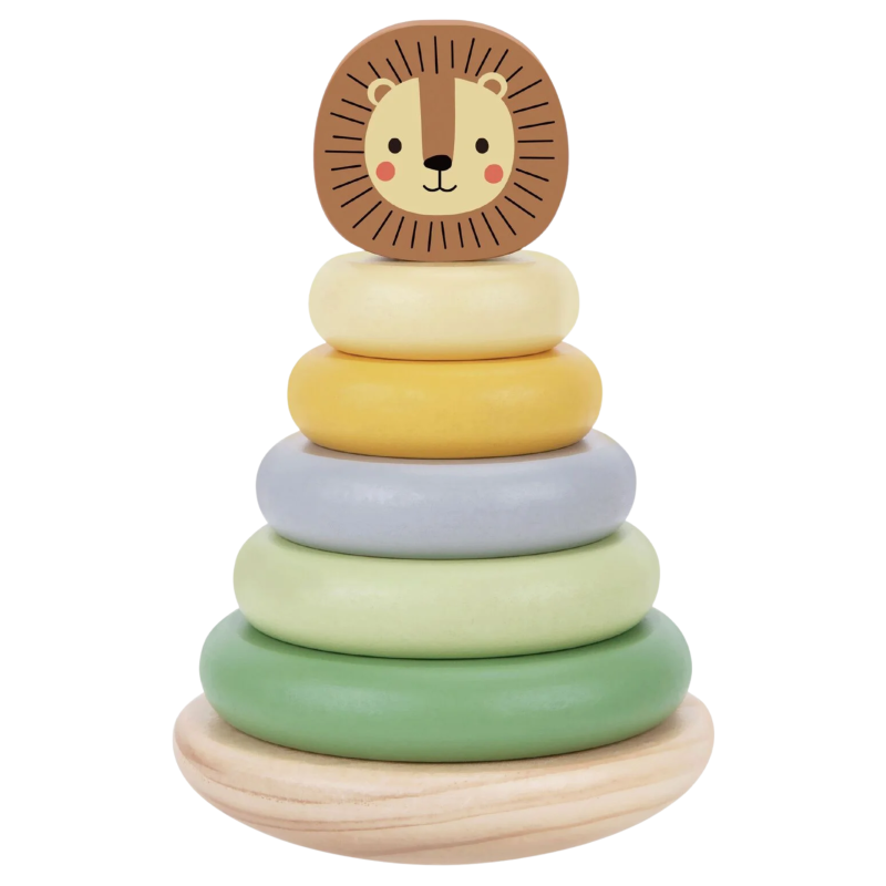 Tooky Toy Wieża Piramida Lew Montessori Drewniana 12m+ | BUBA TOYS