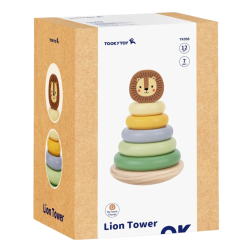 Tooky Toy Wieża Piramida Lew Montessori Drewniana 12m+ | BUBA TOYS