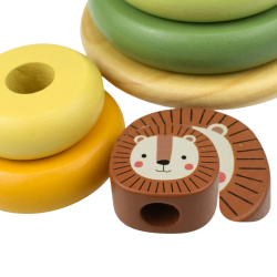 Tooky Toy Wieża Piramida Lew Montessori Drewniana 12m+ | BUBA TOYS