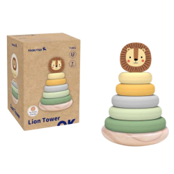 Tooky Toy Wieża Piramida Lew Montessori Drewniana 12m+ | BUBA TOYS