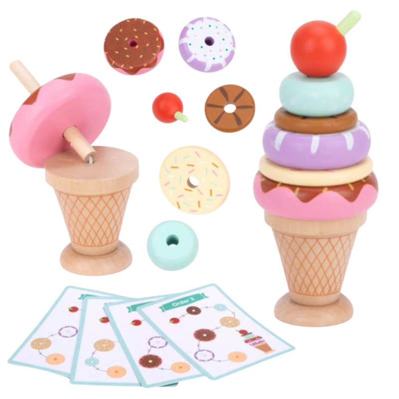 Tooky Toy Drewniane Lody Montessori Wieża Edukacyjna 3+ | BUBA TOYS