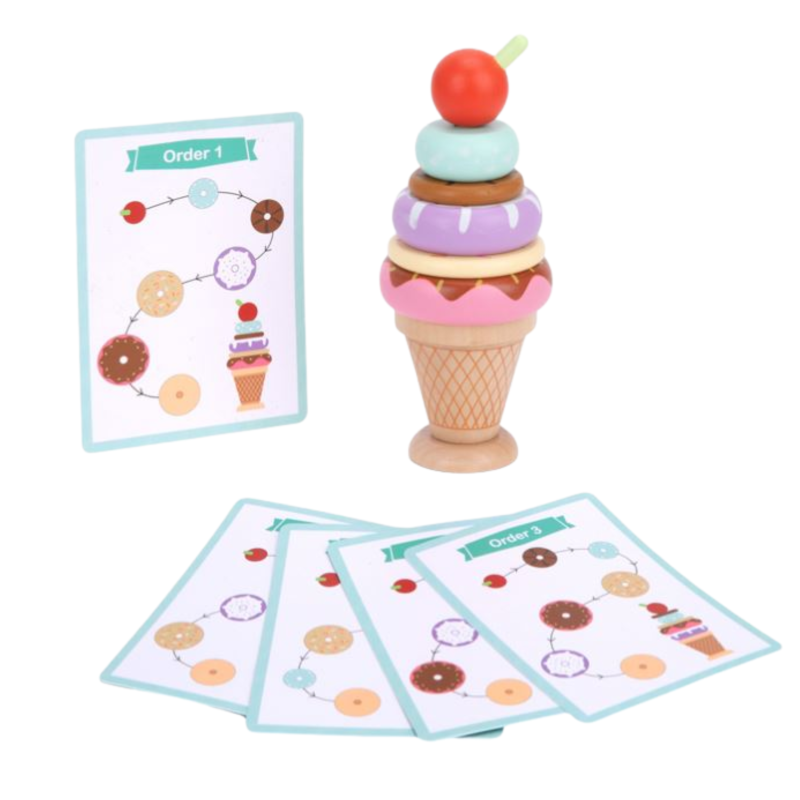 Tooky Toy Drewniane Lody Montessori Wieża Edukacyjna 3+ | BUBA TOYS