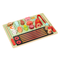 Tooky Toy Drewniany Grill BBQ Zestaw Kuchenny 17 El. 3+ | BUBA TOYS