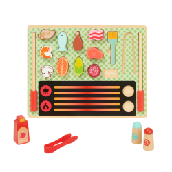 Tooky Toy Drewniany Grill BBQ Zestaw Kuchenny 17 El. 3+ | BUBA TOYS