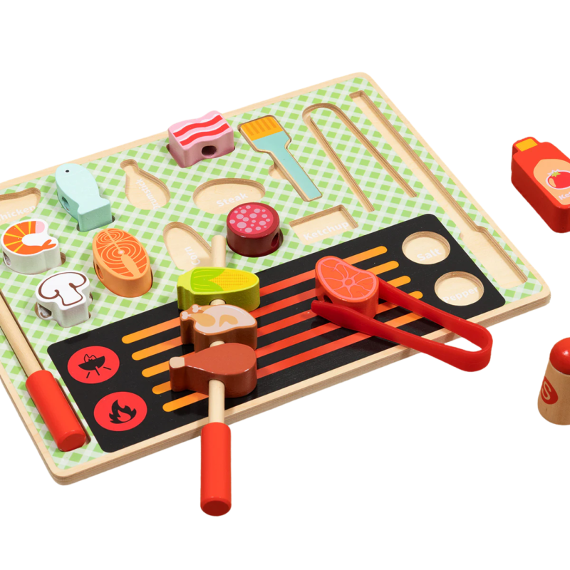 Tooky Toy Drewniany Grill BBQ Zestaw Kuchenny 17 El. 3+ | BUBA TOYS