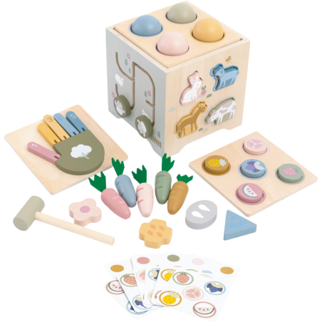 Drewniana Kostka Aktywności Montessori 7w1 Sorter 18m+ | BUBA TOYS