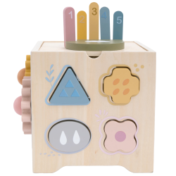 Drewniana Kostka Aktywności Montessori 7w1 Sorter 18m+ | BUBA TOYS