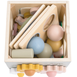 Drewniana Kostka Aktywności Montessori 7w1 Sorter 18m+ | BUBA TOYS