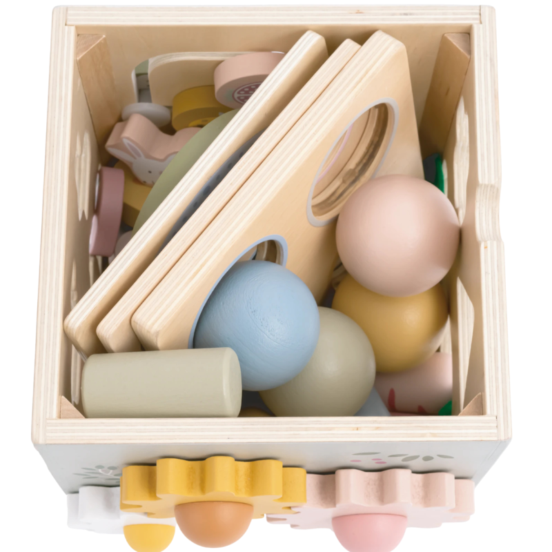 Drewniana Kostka Aktywności Montessori 7w1 Sorter 18m+ | BUBA TOYS