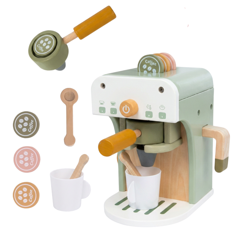 Tooky Toy Drewniany Ekspres do Kawy dla Dzieci z Akcesoriami 24m+ | BUBA TOYS
