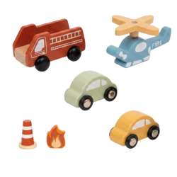 Tooky Toy Drewniany Garaż Straż Pożarna z Helikopterem 24m+ | BUBA TOYS