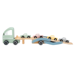 Tooky Toy Drewniana Laweta z Samochodami Transporter Aut 24m+ | BUBA TOYS