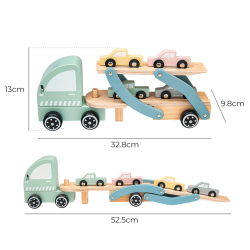 Tooky Toy Drewniana Laweta z Samochodami Transporter Aut 24m+ | BUBA TOYS
