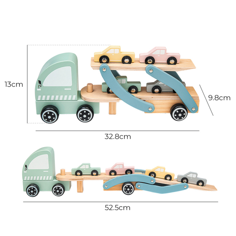 Tooky Toy Drewniana Laweta z Samochodami Transporter Aut 24m+ | BUBA TOYS
