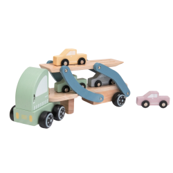 Tooky Toy Drewniana Laweta z Samochodami Transporter Aut 24m+ | BUBA TOYS