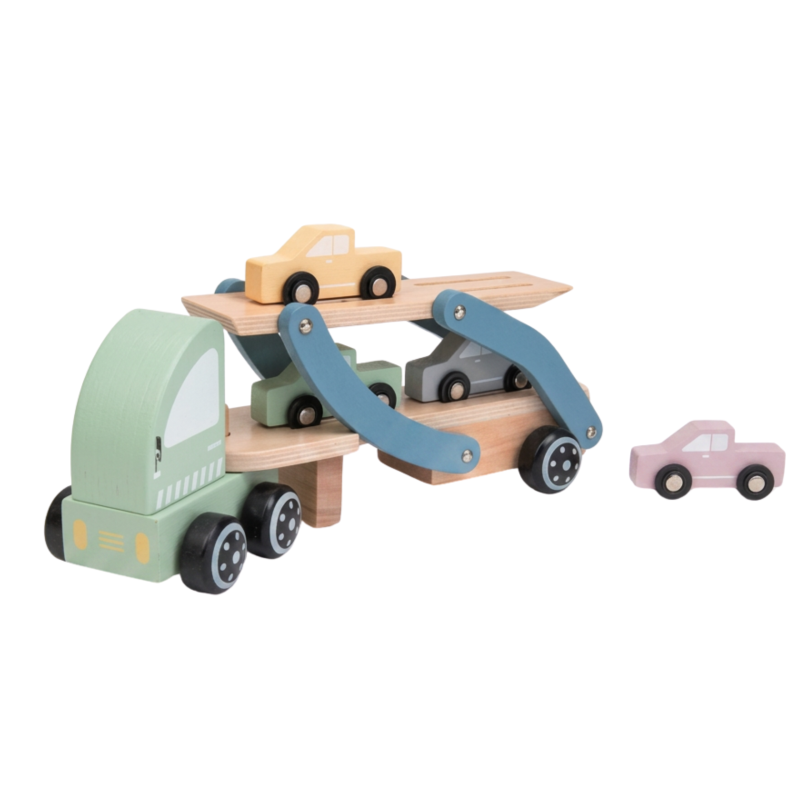 Tooky Toy Drewniana Laweta z Samochodami Transporter Aut 24m+ | BUBA TOYS