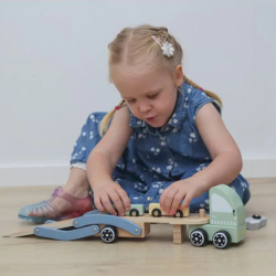 Tooky Toy Drewniana Laweta z Samochodami Transporter Aut 24m+ | BUBA TOYS