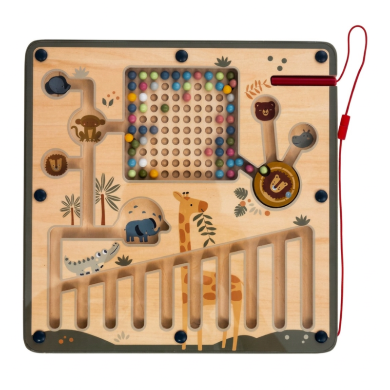 Magnetyczny Labirynt Safari Gra Edukacyjna Montessori z Rysikiem 6 Elementów 3+ | BUBA TOYS