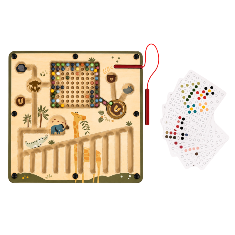 Magnetyczny Labirynt Safari Gra Edukacyjna Montessori z Rysikiem 6 Elementów 3+ | BUBA TOYS