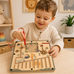 Magnetyczny Labirynt Safari Gra Edukacyjna Montessori z Rysikiem 6 Elementów 3+ | BUBA TOYS