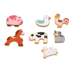 Dźwiękowa Układanka Farma Drewniane Puzzle z Odgłosami Zwierząt 24m+ | BUBA TOYS