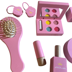 Zestaw Kosmetyczny dla Dzieci Drewniany Salon Piękności Walizeczka 10 El. 3+ | BUBA TOYS