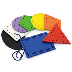 Przeplatanka Drewniana Sznurowanka Kształty Geometryczne Montessori 16 El. 3+ | BUBA TOYS