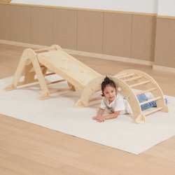 Zestaw Montessori 3w1 Trójkąt Piklera Zjeżdżalnia Bujak Drewniany Plac Zabaw 18m+ | BUBA TOYS