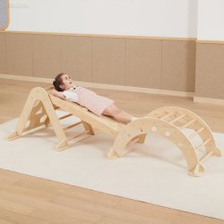 Zestaw Montessori 3w1 Trójkąt Piklera Zjeżdżalnia Bujak Drewniany Plac Zabaw 18m+ | BUBA TOYS