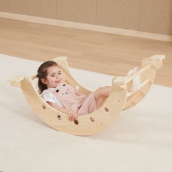 Zestaw Montessori 3w1 Trójkąt Piklera Zjeżdżalnia Bujak Drewniany Plac Zabaw 18m+ | BUBA TOYS