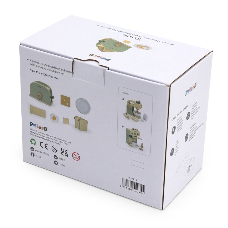 Viga Drewniany Toster Zielony z Akcesoriami Kuchennymi 7 El. 3+ | BUBA TOYS