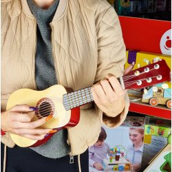 Viga Drewniana Gitara Akustyczna dla Dzieci Instrument 53 cm 3+ | BUBA TOYS