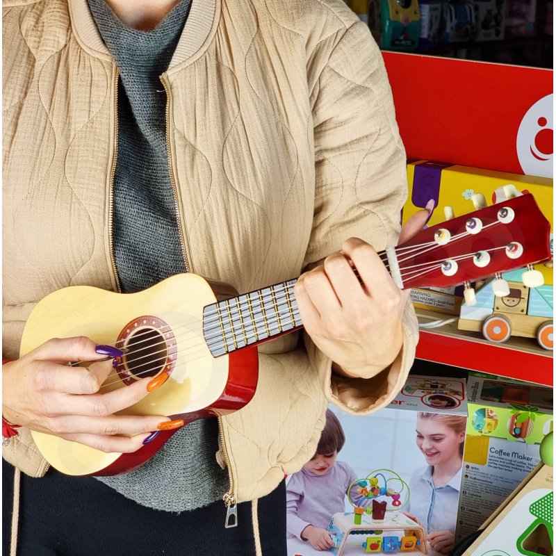 Viga Drewniana Gitara Akustyczna dla Dzieci Instrument 53 cm 3+ | BUBA TOYS